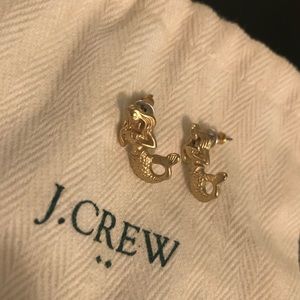 J CREW gold Mermaid earrings w bag